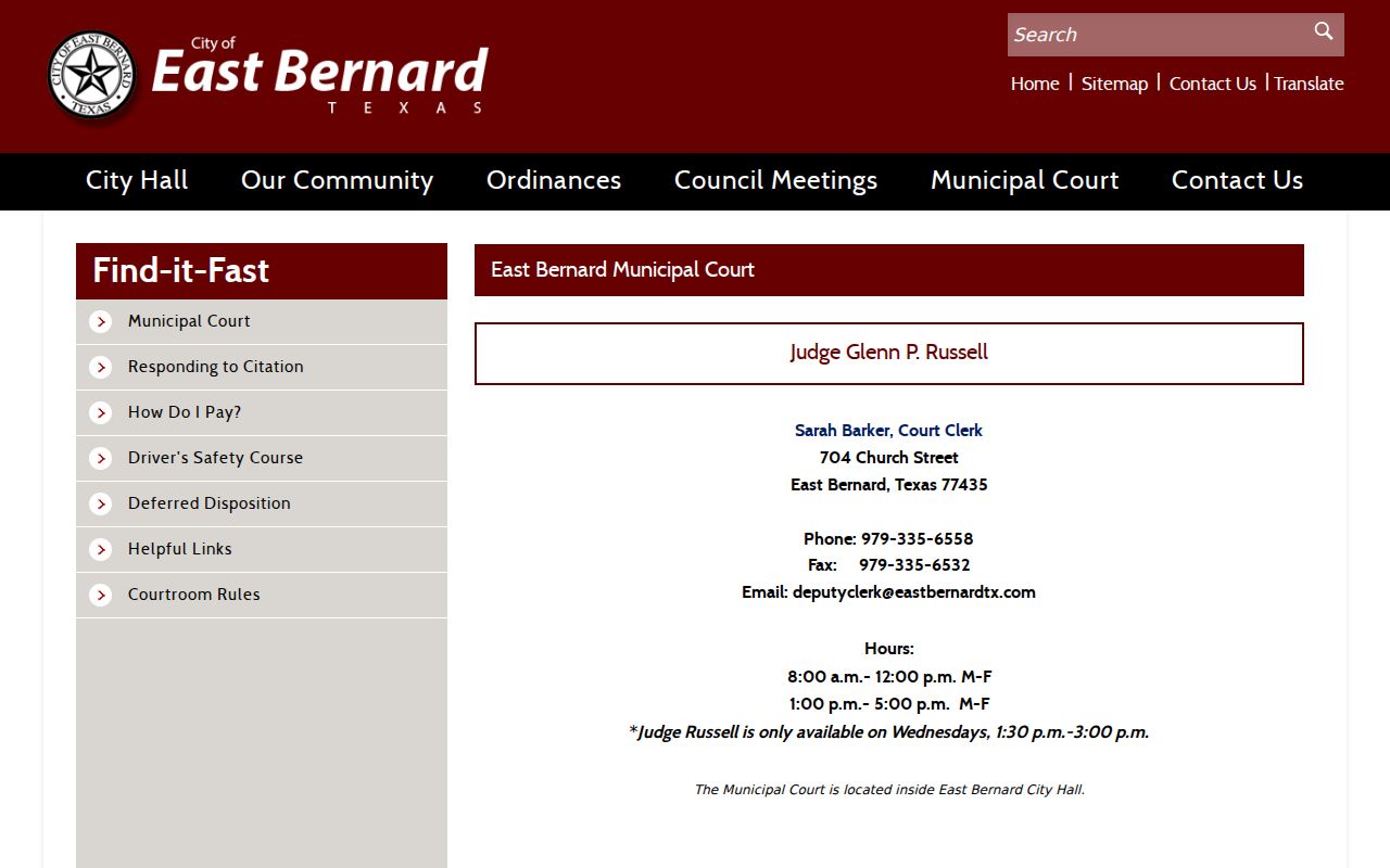 East Bernard, Wharton County criminal records municipal court source