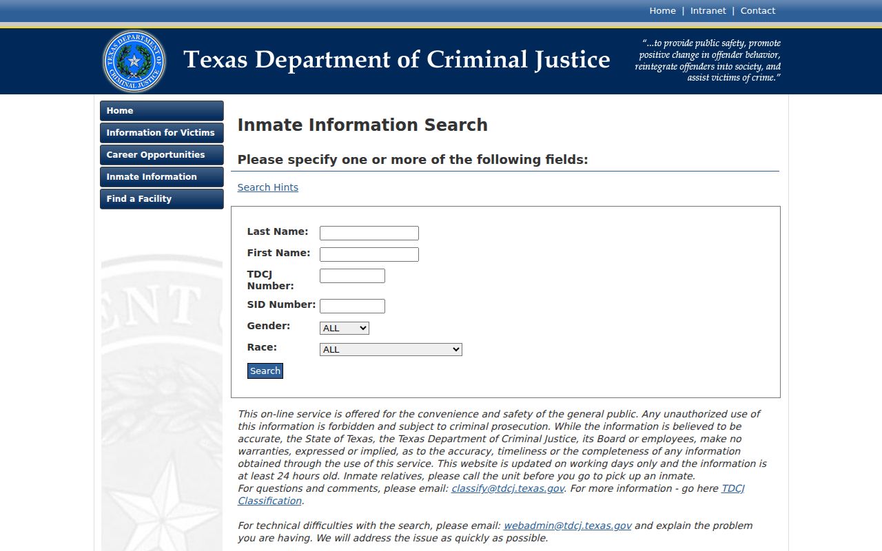 Wharton County arrest history followed through TDCJ inmate search