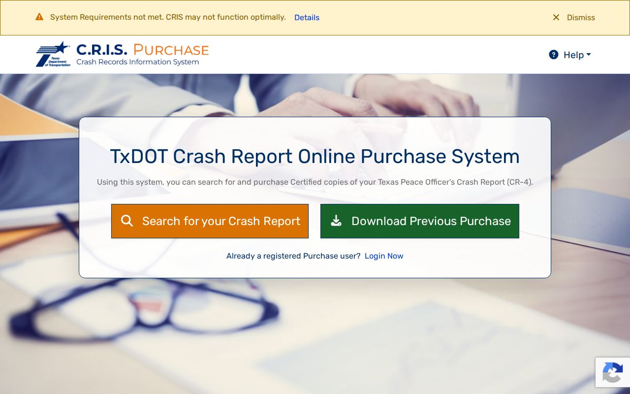 Wharton County arrest related crash report search through TxDOT CRIS