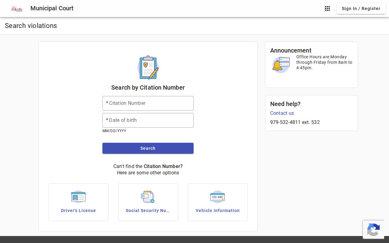 Wharton, Wharton County criminal records municipal court search