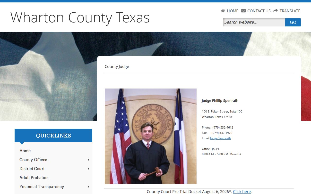 Wharton County Court criminal case docket source