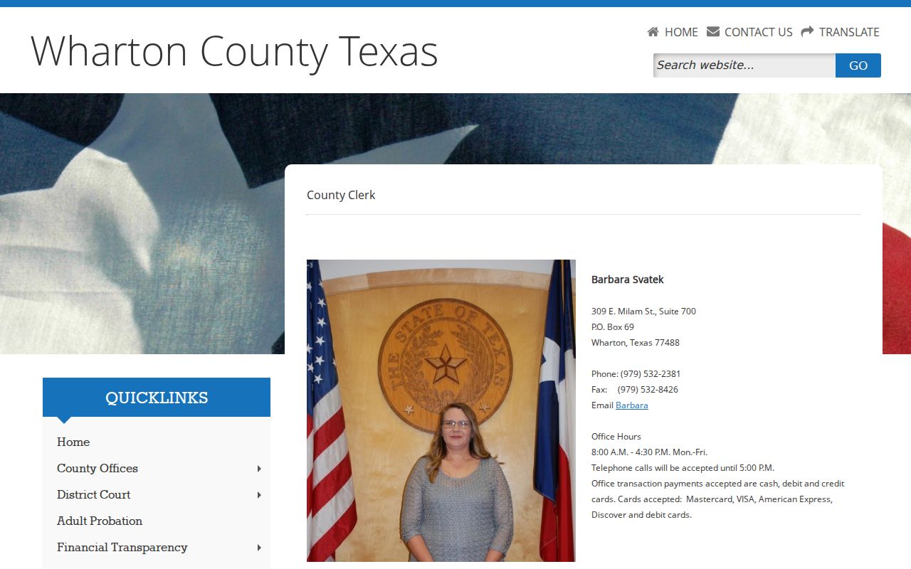 Wharton County misdemeanor criminal court records at the County Clerk